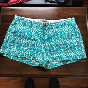 Old Navy Teal and White Patterned Shorts